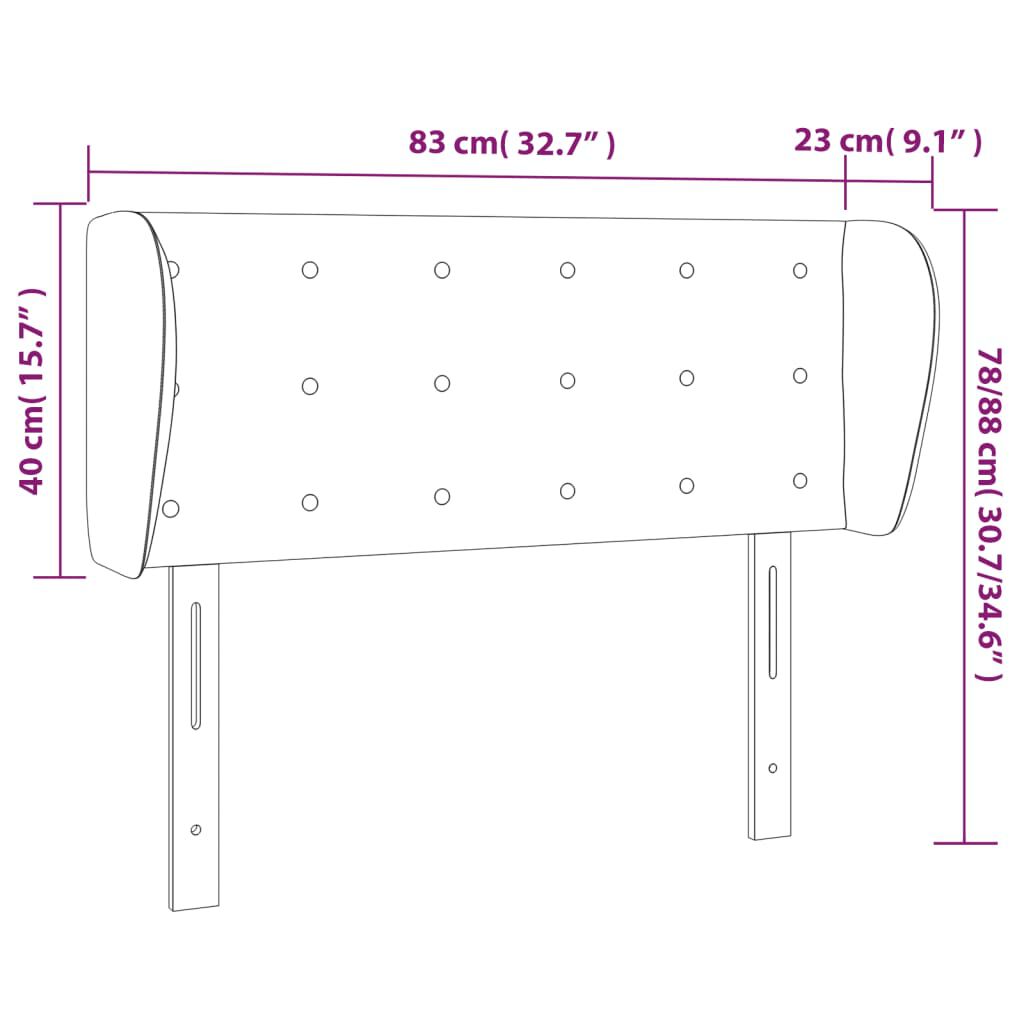 vidaXL Κεφαλάρι με Πτερύγια Σκούρο Μπλε 83x23x78/88 εκ. Βελούδινο