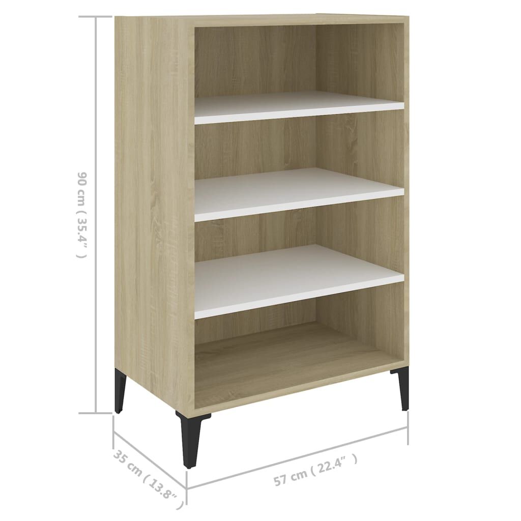 vidaXL Ραφιέρα Λευκό και Sonoma Δρυς 57 x 35 x 90 εκ. από Επεξ. Ξύλο