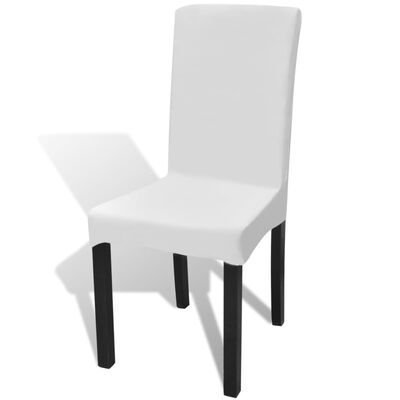 vidaXL Κάλυμμα Καρέκλας Ελαστικό Ίσιο 4 τεμ. Λευκό