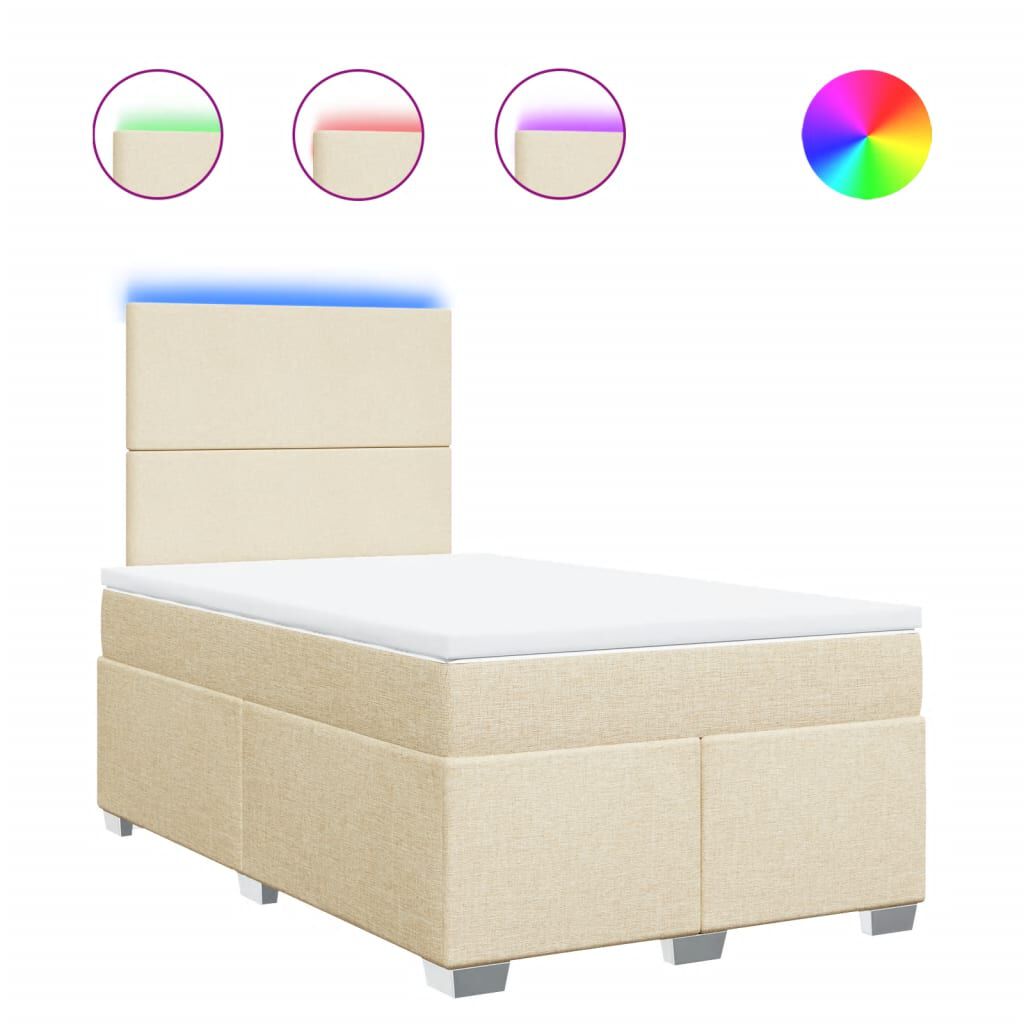 vidaXL Κρεβάτι Boxspring με Στρώμα Κρεμ 120x200 εκ. Υφασμάτινο