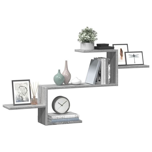 vidaXL Ραφιέρα Τοίχου Γκρι Sonoma 104x15x49 εκ. Επεξεργασμένο Ξύλο