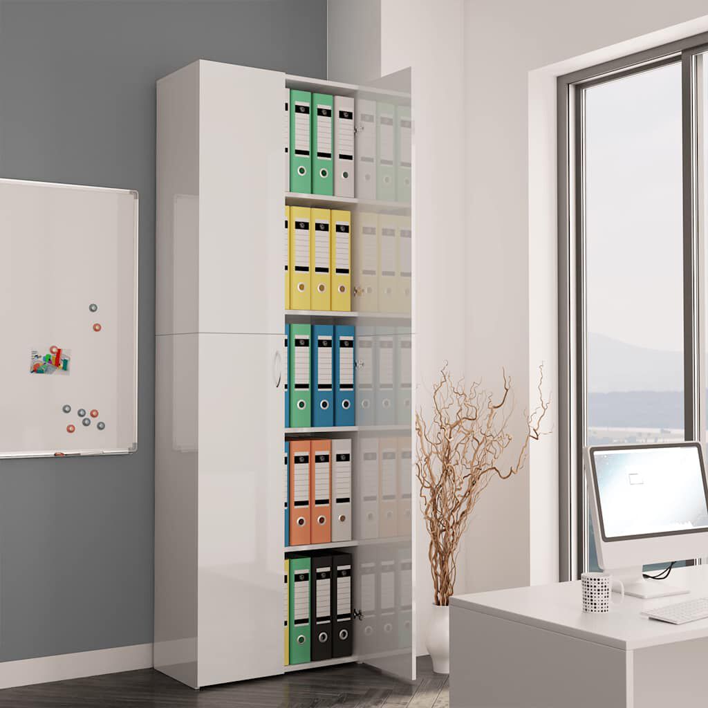 vidaXL Ντουλάπα Γραφείου Γυαλιστερό Λευκό 60x32x190 εκ. Επεξ. Ξύλο