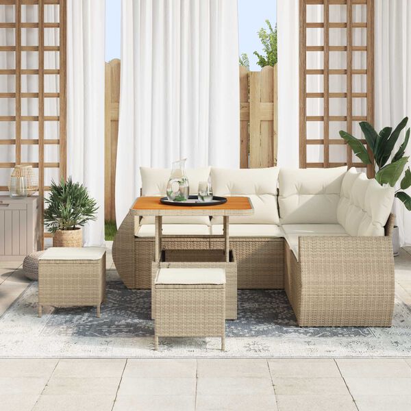 vidaXL Σετ Καναπέ Κήπου 8 pcs Μπεζ συνθετικό ρατάν