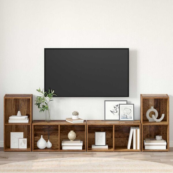 vidaXL Σετ επίπλου τηλεόρασης 4 pcs Παλιό ξύλο 72 x 35 x 36.5 cm