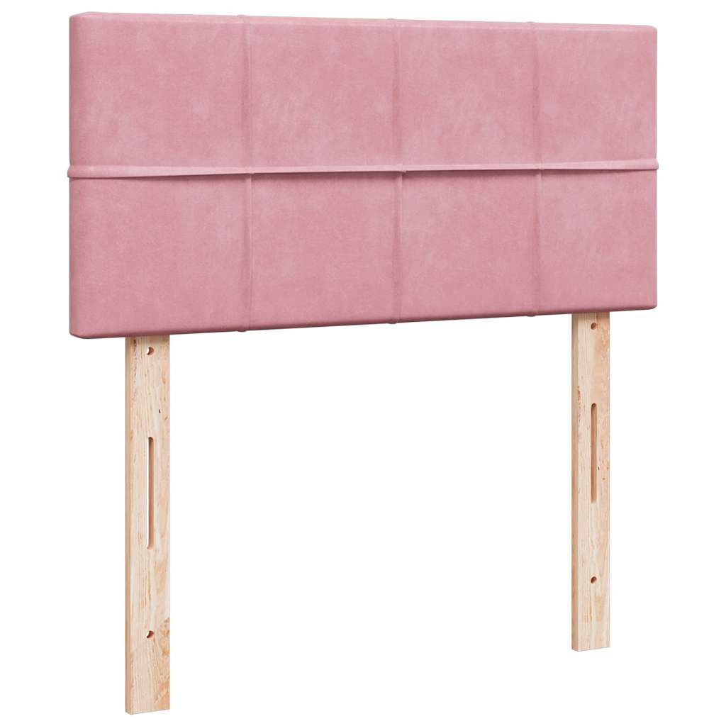 vidaXL Κρεβάτι Boxspring με Στρώμα Ροζ 90x190 εκ. Βελούδινο
