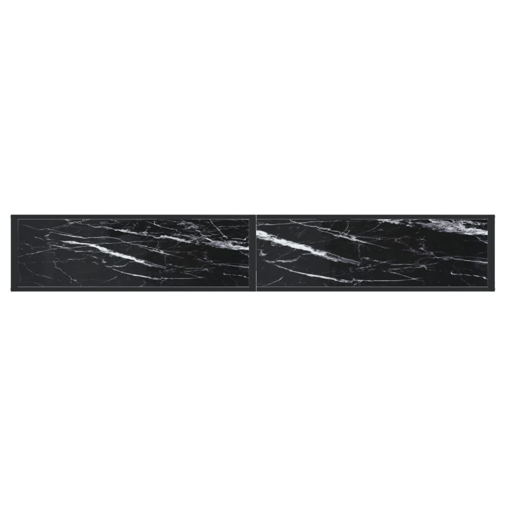vidaXL Τραπέζι Κονσόλα Μαύρο Όψη Μαρμάρου 220x35x75,5 εκ. Ψημένο Γυαλί