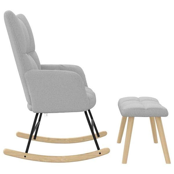 vidaXL Κουνιστή καρέκλα με υποπόδιο Cloud Grey Fabric