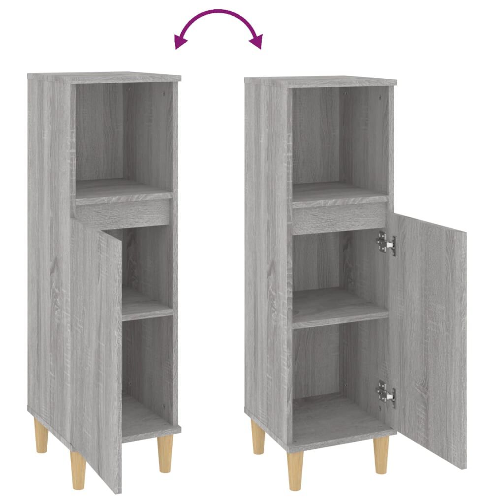 vidaXL Ντουλάπι Μπάνιου Γκρι Sonoma 30x30x100 εκ. Επεξεργασμένο Ξύλο