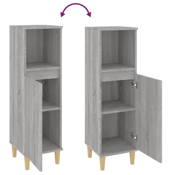vidaXL Ντουλάπι Μπάνιου Γκρι Sonoma 30x30x100 εκ. Επεξεργασμένο Ξύλο