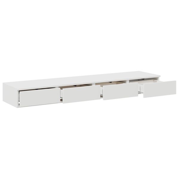 vidaXL Λευκά Συρτάρια Κρεβατιού 135x36,5x16,5 εκ από Ξύλο