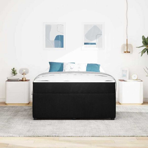 vidaXL Σκελετός κρεβατιού με στρώμα Μαύρο 140 x 200 cm Βελούδο
