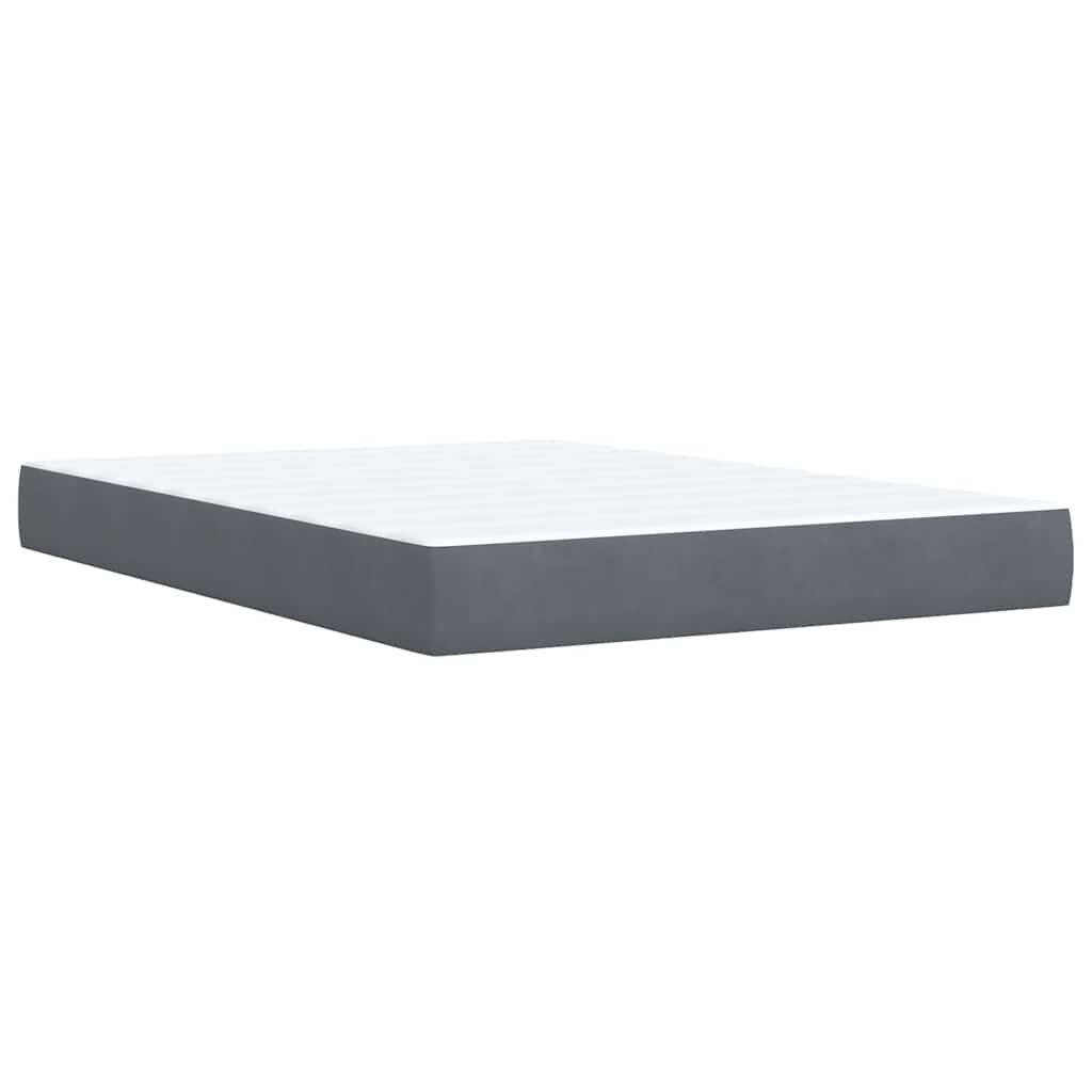 vidaXL Κρεβάτι Boxspring με Στρώμα Σκούρο Γκρι 140x190 εκ. Βελούδινο