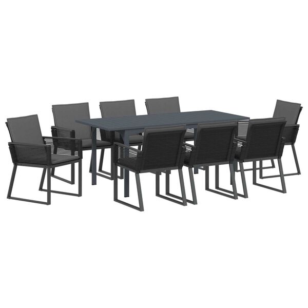 vidaXL Σετ τραπεζαρίας κήπου με μαξιλάρια 9 pcs Ανθρακί Μεσαίο