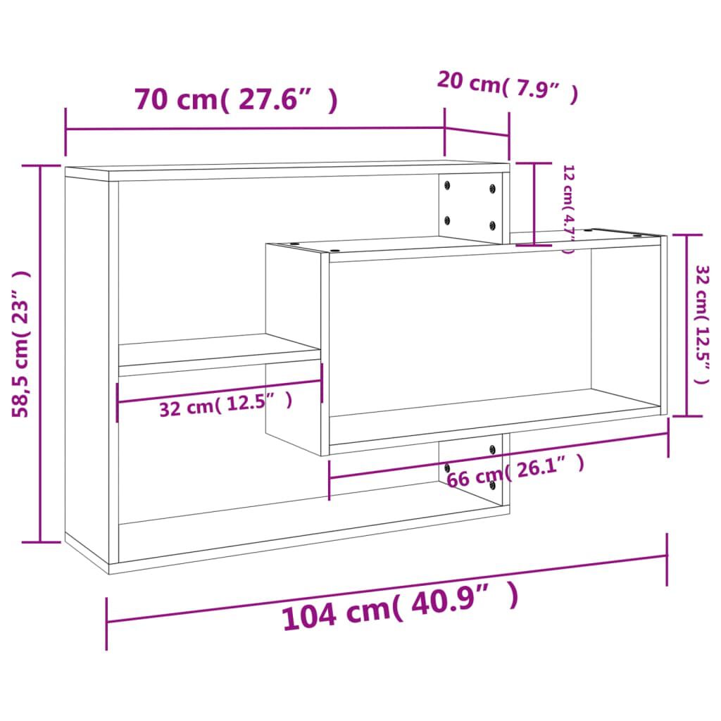 vidaXL Ραφιέρα Τοίχου Χρώμα Sonoma Δρυς 104x20x58,5 εκ. από Επεξ. Ξύλο