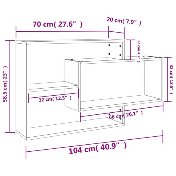 vidaXL Ραφιέρα Τοίχου Χρώμα Sonoma Δρυς 104x20x58,5 εκ. από Επεξ. Ξύλο