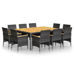 vidaXL Σετ Τραπεζαρίας Κήπου 11 Τεμαχίων Γκρι από Συνθετικό Ρατάν