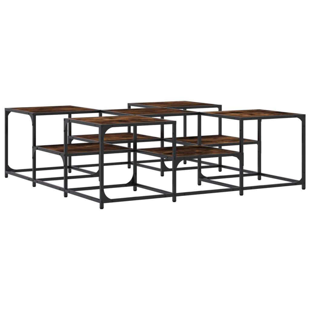 vidaXL Τραπεζάκι Σαλονιού Καπνιστή Δρυς 121x121x40εκ. Επεξεργασμ. Ξύλο