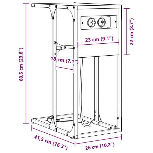 vidaXL Κομοδίνο Γκρι sonoma 41.5 x 26 x 60.5 εκ Επεξεργασμένο ξύλο