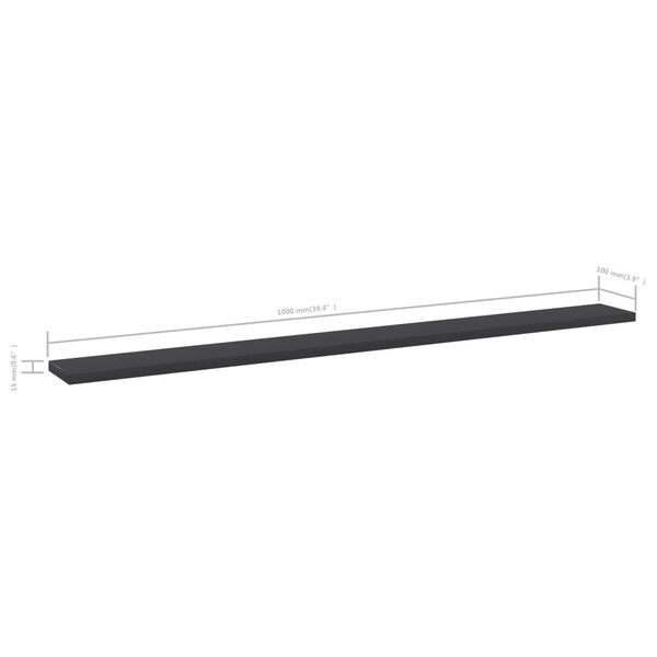 vidaXL Ράφια Βιβλιοθήκης 8 τεμ. Γκρι 100x10x1,5 εκ. από Μοριοσανίδα