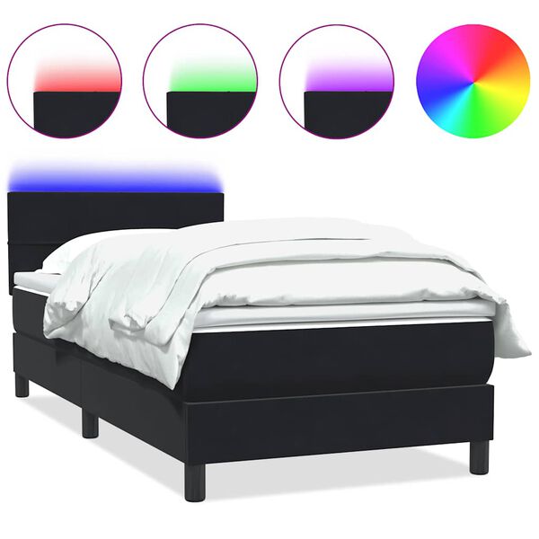 vidaXL &Kappa;&rho;&epsilon;&beta;ά&tau;&iota; Boxspring &mu;&epsilon; &Sigma;&tau;&rho;ώ&mu;&alpha; & LED &Mu;&alpha;ύ&rho;&omicron; 90x210 &epsilon;&kappa;. &Beta;&epsilon;&lambda;&omicron;ύ&delta;&iota;&nu;&omicron;