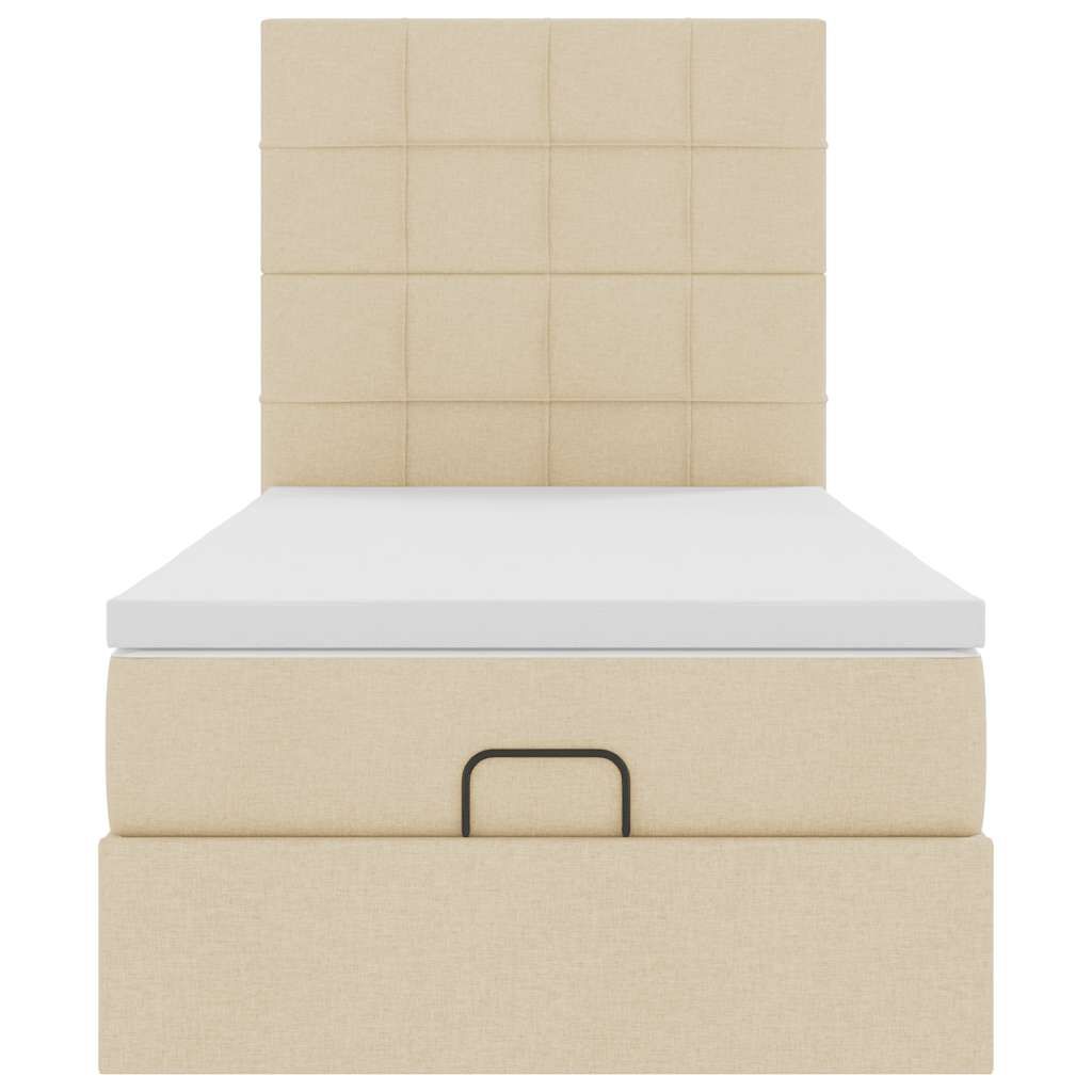 vidaXL Οθωμανικό κρεβάτι με στρώμα Cream 100x200cm ύφασμα