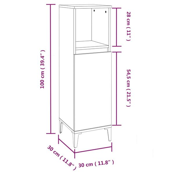 vidaXL Ντουλάπι Μπάνιου Καπνιστή Δρυς 30x30x100 εκ. Επεξεργασμένο Ξύλο