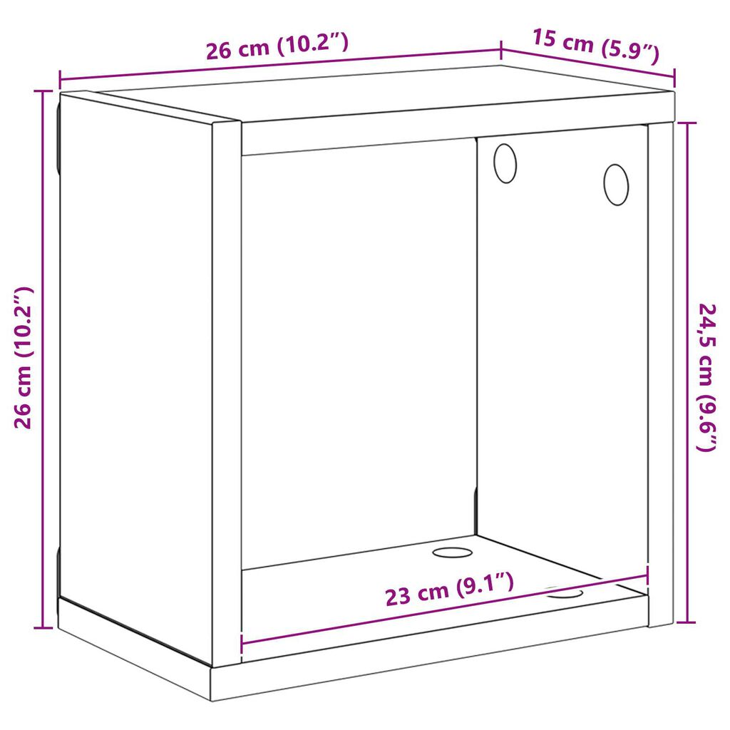 vidaXL Ράφια Τοίχου Μαύρη Βελανιδιά MDF 26 x 15 x 26 εκ. Ράφια Τοίχου