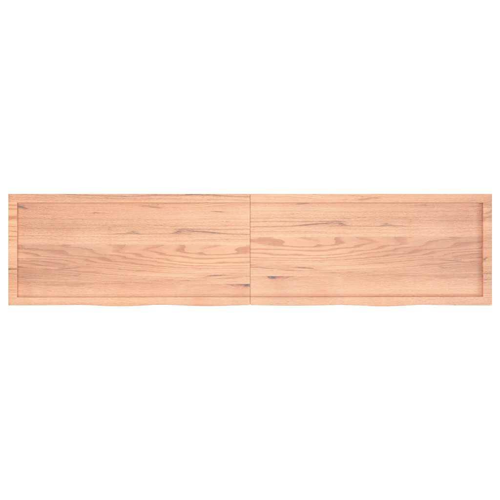 vidaXL Ράφι Τοίχου Ανοιχτό Καφέ 220x50x(2-6)εκ. Επεξ. Μασίφ Ξύλο Δρυός