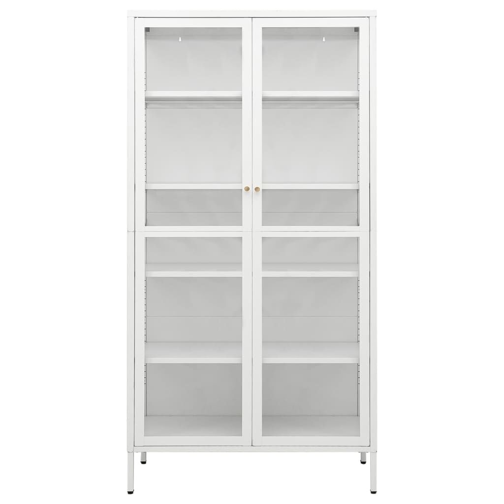 vidaXL Ντουλάπα Βιτρίνας Λευκή 90 x 40 x 180 εκ. Ατσάλι / Ψημένο Γυαλί