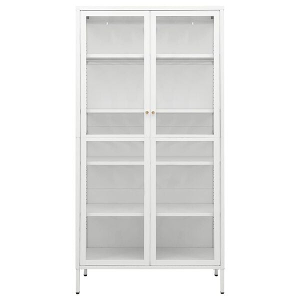 vidaXL Ντουλάπα Βιτρίνας Λευκή 90 x 40 x 180 εκ. Ατσάλι / Ψημένο Γυαλί