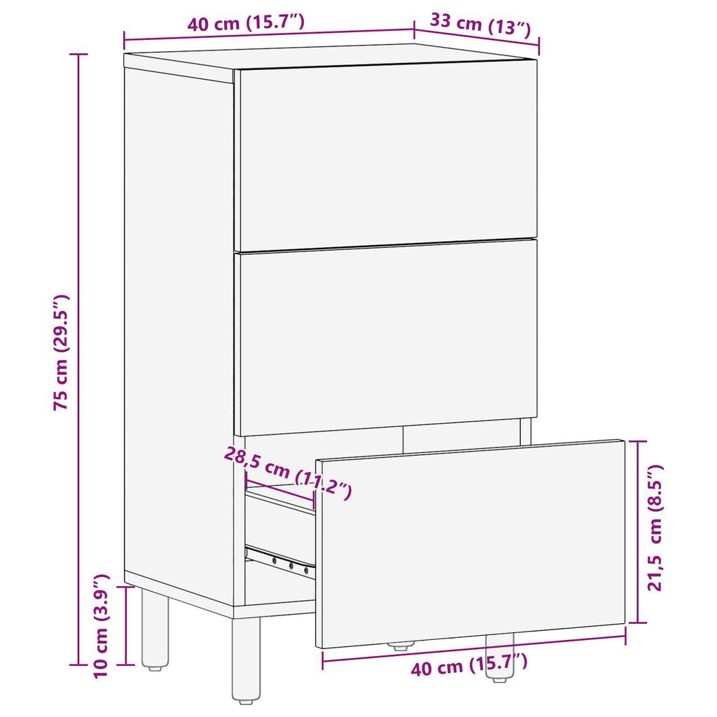 vidaXL Στρατσάκι 40x33x75 εκ. Από Στερεό Ξύλο Ακακίας