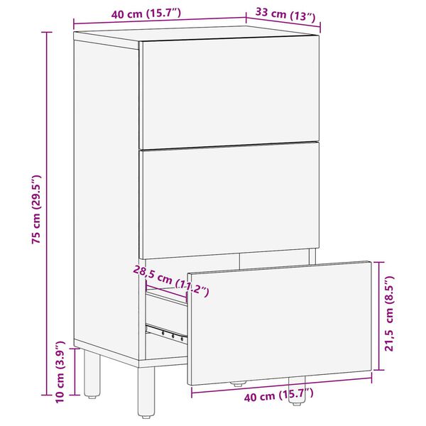 vidaXL Στρατσάκι 40x33x75 εκ. Από Στερεό Ξύλο Ακακίας