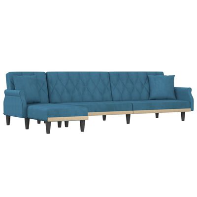vidaXL Καναπές Κρεβάτι Γωνιακός Μπλε 271 x 140 x 70 εκ. Βελούδινος