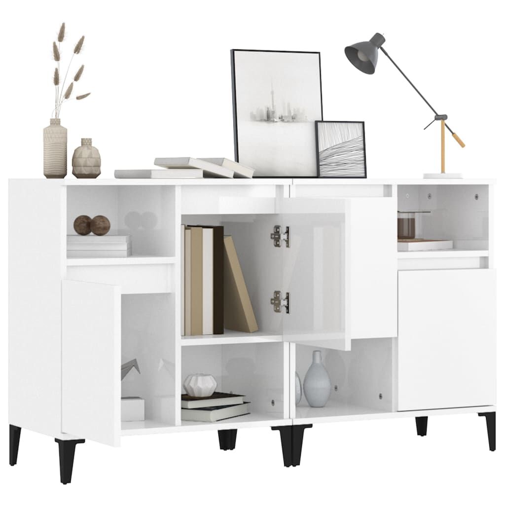 vidaXL Ντουλάπια 2 τεμ. Γυαλιστ. Λευκό 60x35x70 εκ. Επεξεργασμένο Ξύλο