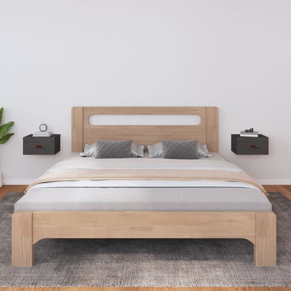 vidaXL Κομοδίνα Επιτοίχια 2 τεμ. Γκρι 40 x 29,5 x 22 εκ.