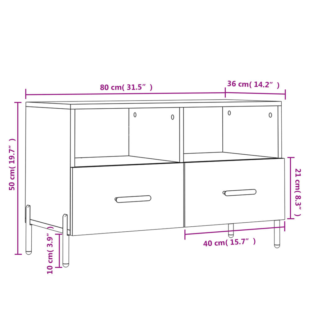 vidaXL Έπιπλο Τηλεόρασης Γκρι Sonoma 80x36x50 εκ. από Επεξεργ. Ξύλο