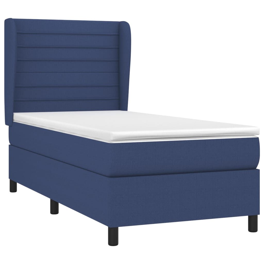vidaXL Κρεβάτι Boxspring με Στρώμα Μπλε 100 x 200 εκ. Υφασμάτινο