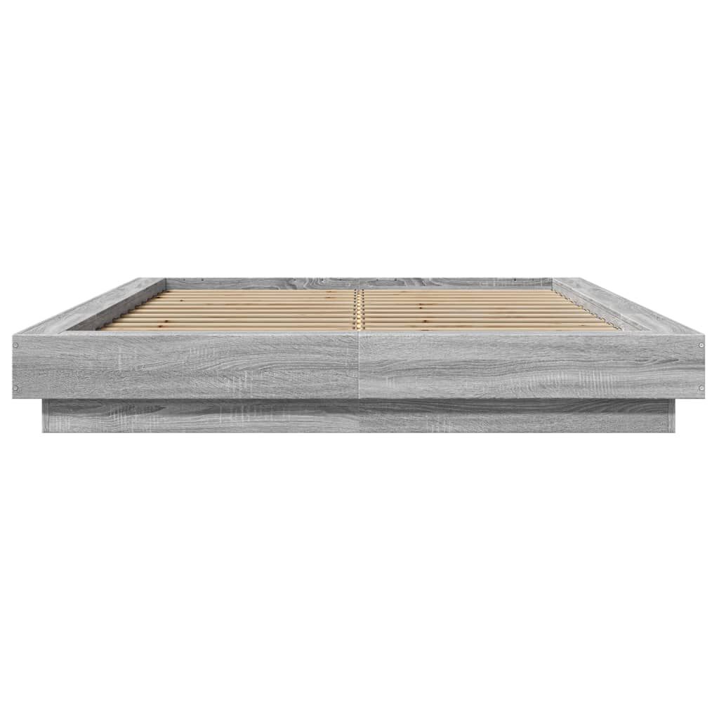 vidaXL Πλαίσιο Κρεβατιού με Φώτα LED Γκρι sonoma 140x200εκ. Επεξ. Ξύλο
