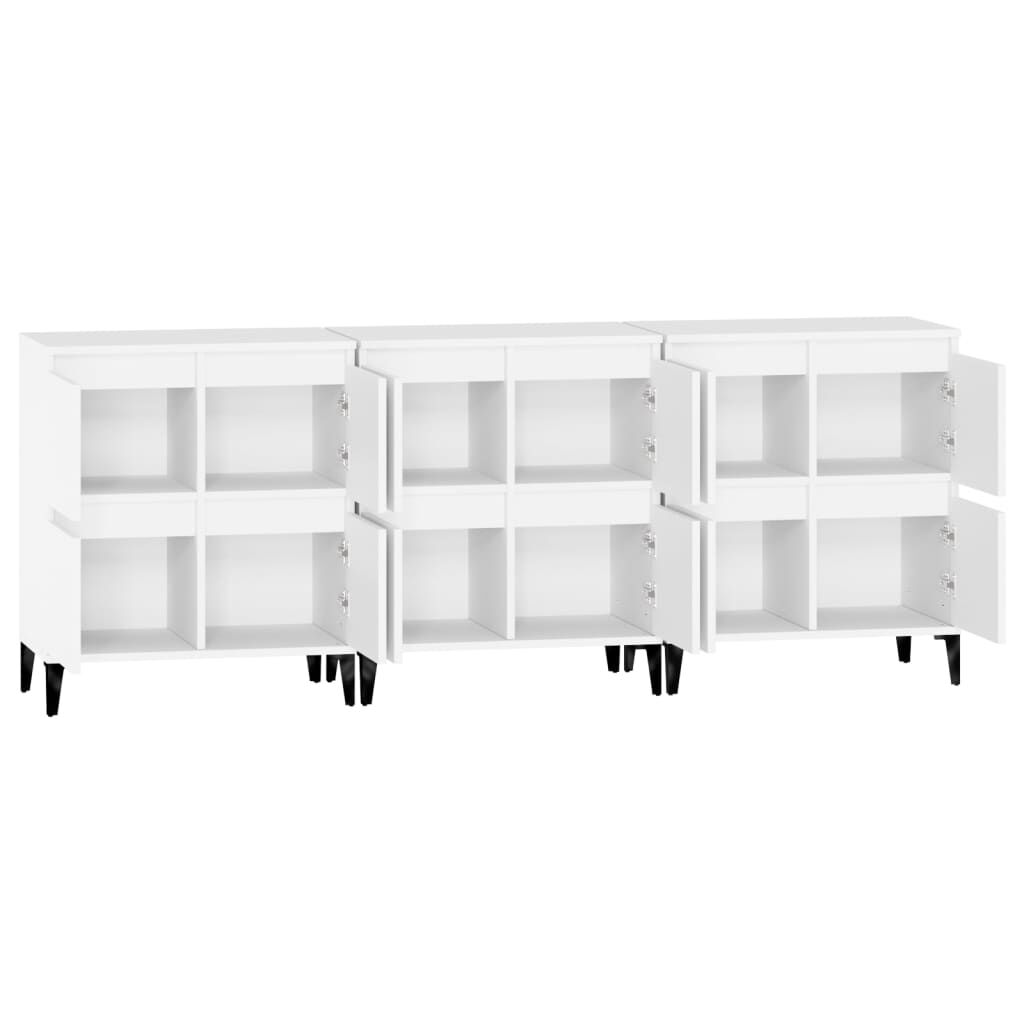 vidaXL Ντουλάπια 3 τεμ. Λευκό 60x35x70 εκ. Επεξεργασμένο Ξύλο