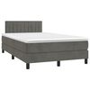 vidaXL Κρεβάτι Boxspring με Στρώμα Σκούρο Γκρι 120x200 εκ. Βελούδινο