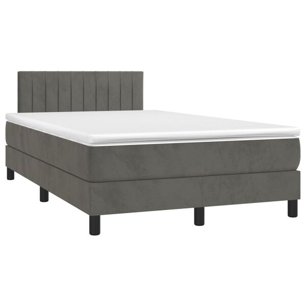 vidaXL Κρεβάτι Boxspring με Στρώμα Σκούρο Γκρι 120x200 εκ. Βελούδινο