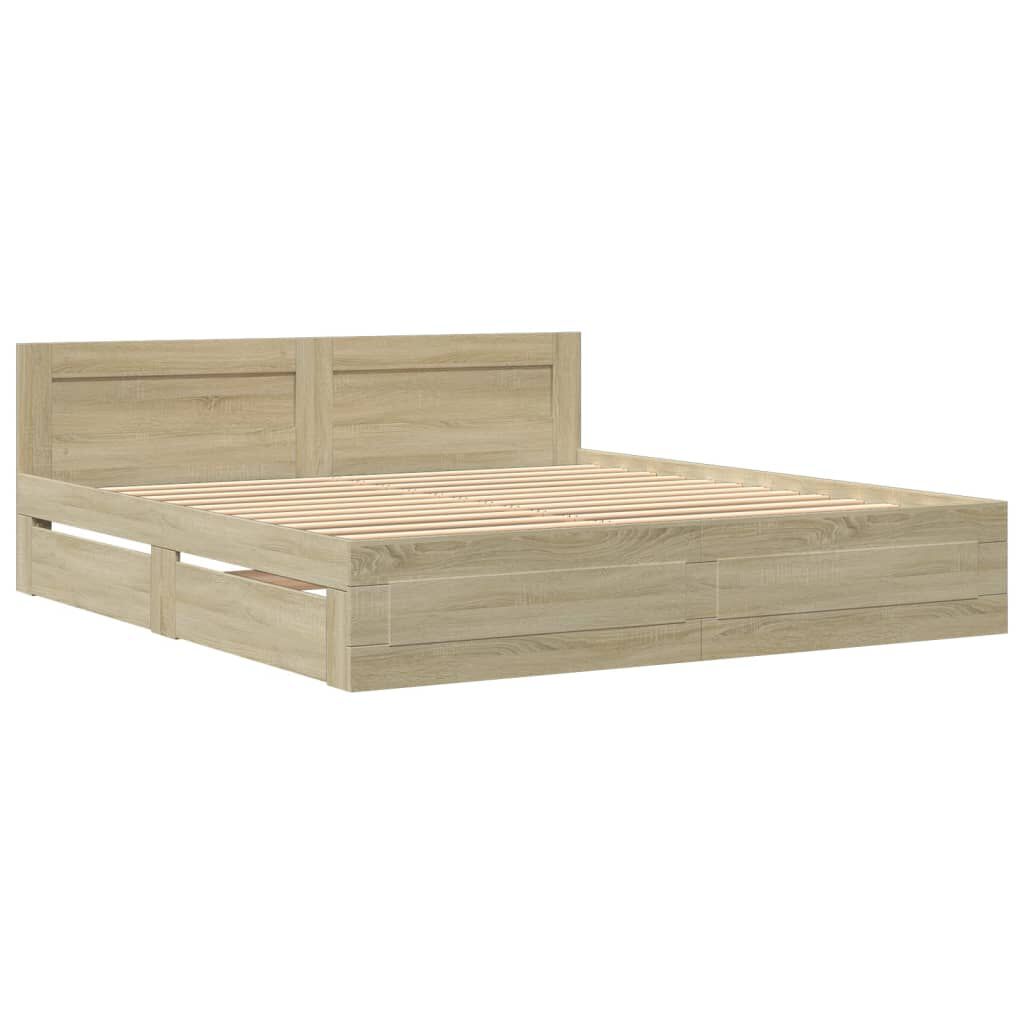 vidaXL Πλαίσιο Κρεβατιού με Κεφαλάρι Sonoma Δρυς 180x200εκ. Επεξ. Ξύλο