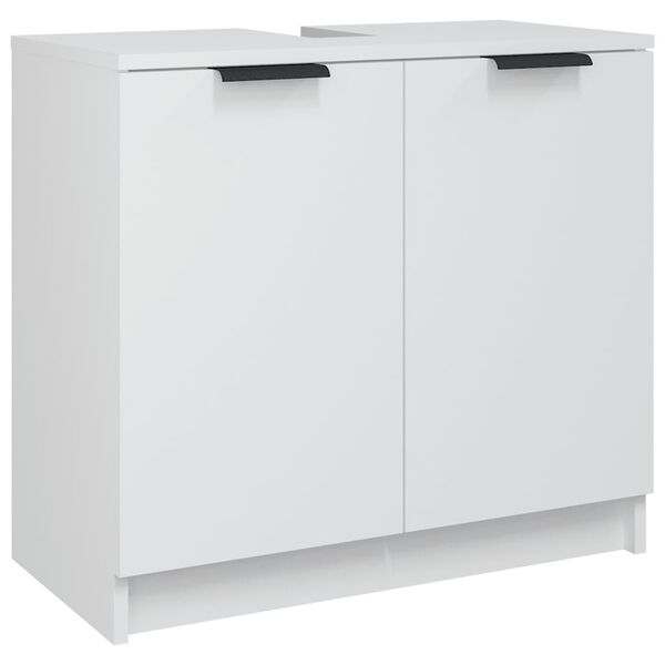 vidaXL Ντουλάπι Μπάνιου Λευκό 64,5 x 33,5 x 59 εκ. Επεξεργασμένο Ξύλο