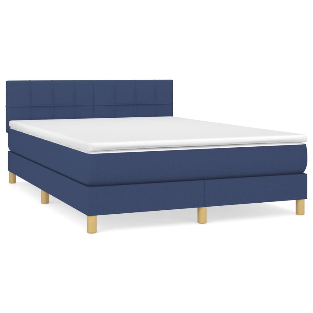 vidaXL Κρεβάτι Boxspring με Στρώμα Μπλε 140x200 εκ. Υφασμάτινο