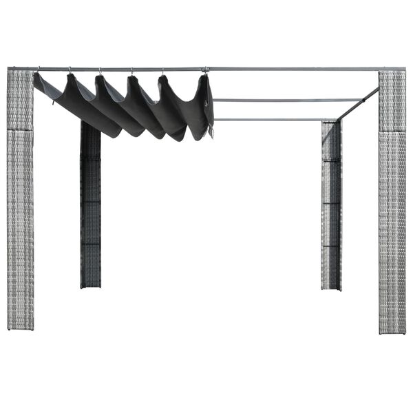 vidaXL Κιόσκι με Οροφή Γκρι/Ανθρακί 300x300x200 εκ. Συνθετικό Ρατάν