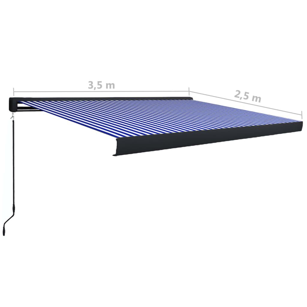 vidaXL Τέντα Κασετίνα Χειροκίνητη Μπλε / Λευκή 350 x 250 εκ.