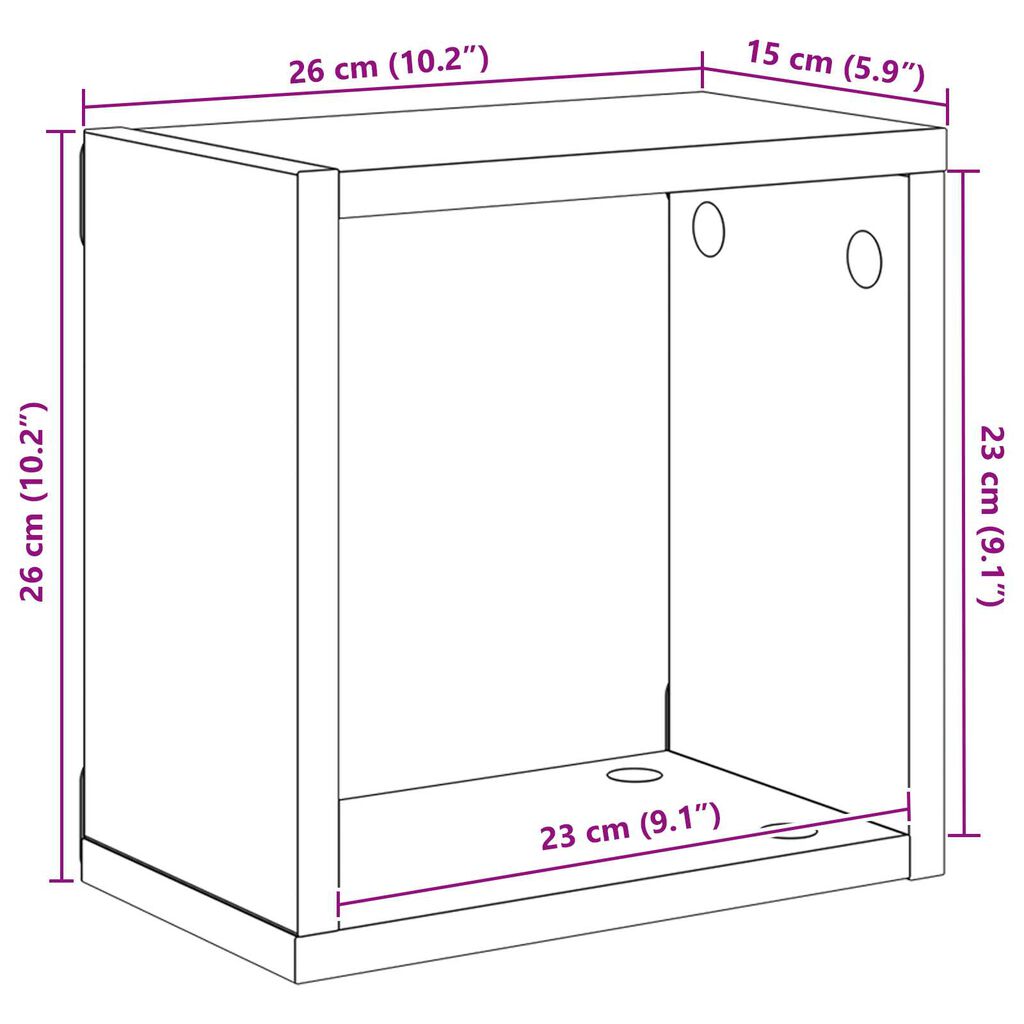 vidaXL Ράφια Τοίχου με ράφι 2 pcs artisan δρυς 26 x 15 x 26 cm