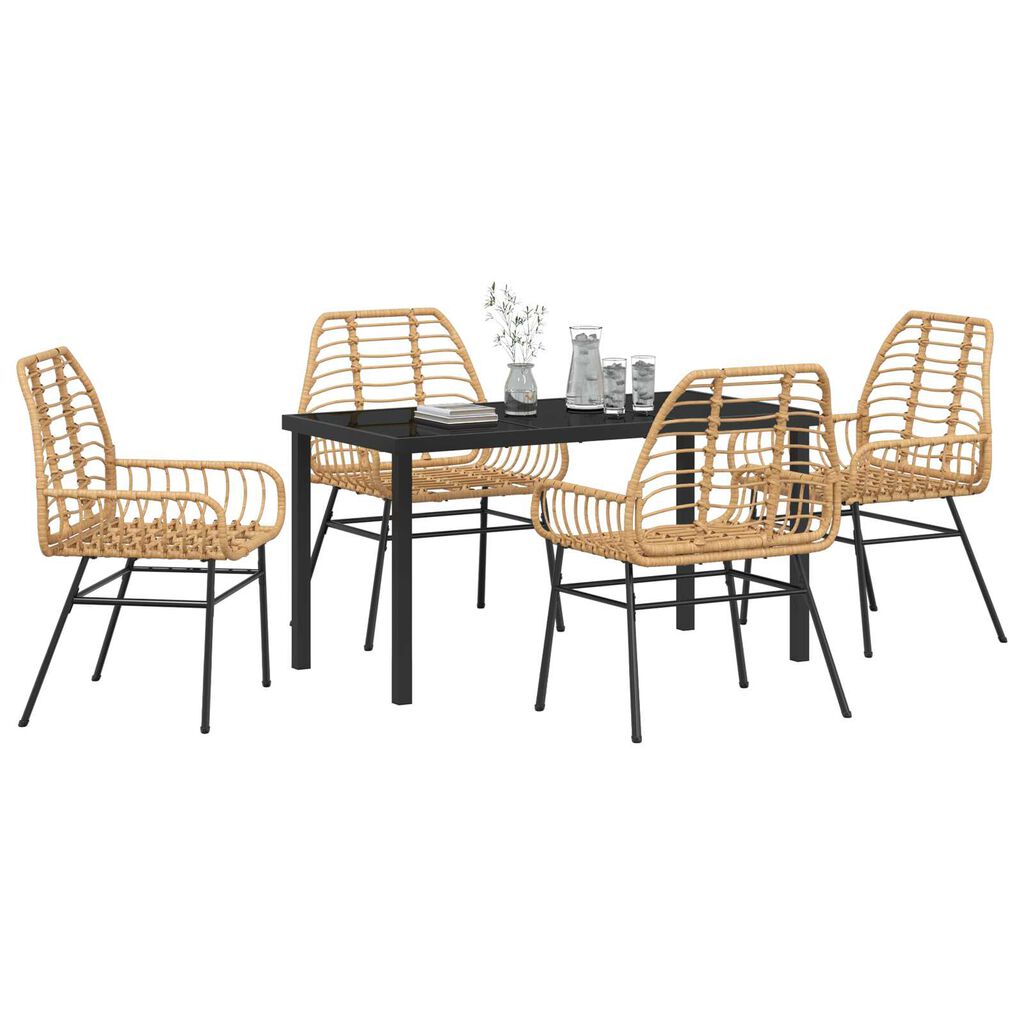 vidaXL Σέτ φαγητού για κήπο 5 pcs Καφέ συνθετικό ρατάν