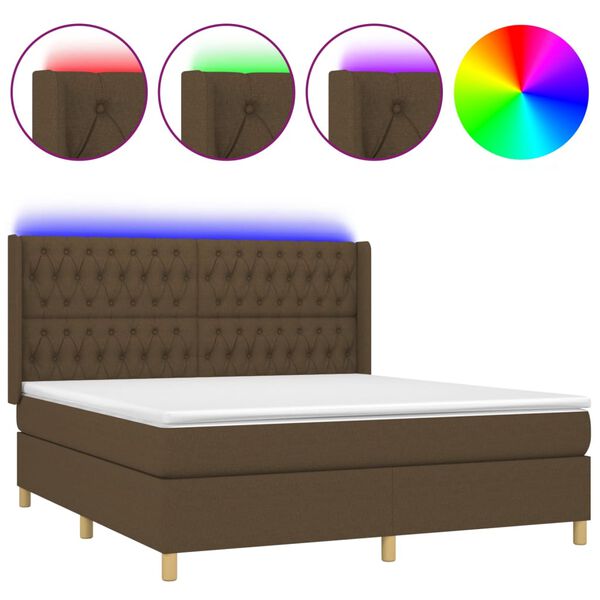 vidaXL &Kappa;&rho;&epsilon;&beta;ά&tau;&iota; Boxspring &mu;&epsilon; &Sigma;&tau;&rho;ώ&mu;&alpha; & LED &Sigma;&kappa;.&Kappa;&alpha;&phi;έ 160x200&epsilon;&kappa;. &Upsilon;&phi;&alpha;&sigma;&mu;ά&tau;&iota;&nu;&omicron;