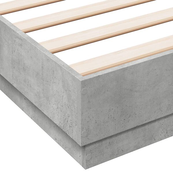 vidaXL Πλαίσιο Κρεβατιού Γκρι Σκυροδέματος 150x200 εκ. Επεξεργ. Ξύλο